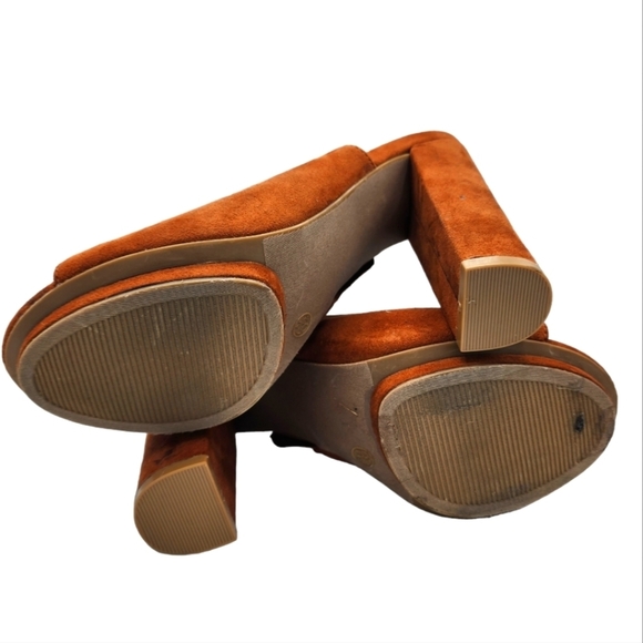 Wild Diva Open Toe 5" Inch Fabric Heels Size 6.5 Brown - Picture 6 of 7